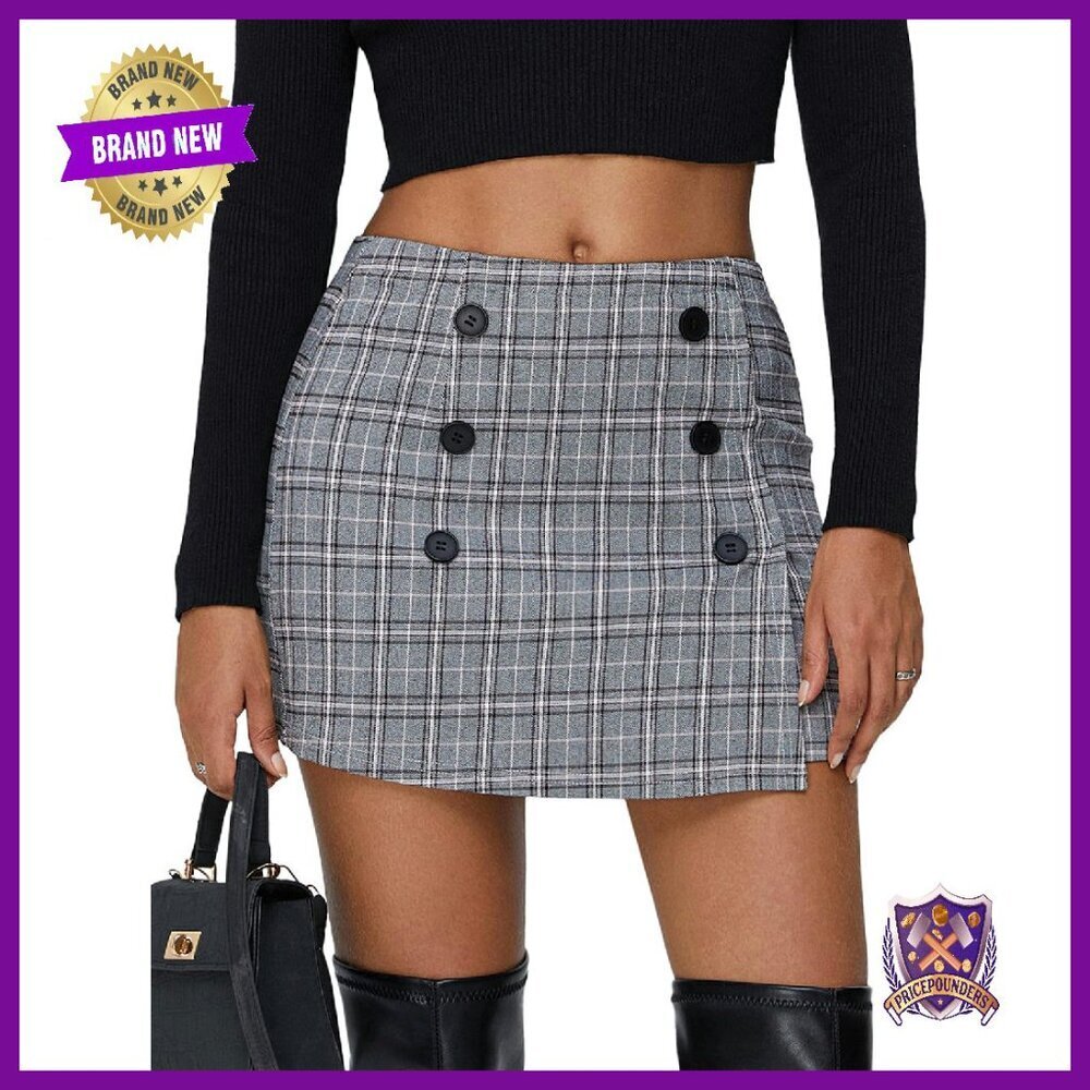 High Elastic Waist Plaid Mini Skirt Y2K Fashion Fall Winter Bodycon